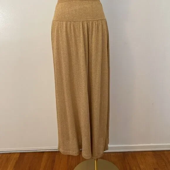 BCBG Gold Metallic Sweater Knit Halter Midi Dress Size Large - Picture 4 of 13